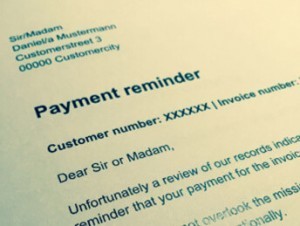 Muster einer Zahlungserinnerung auf Englisch mit der Aufschrift Payment reminder.